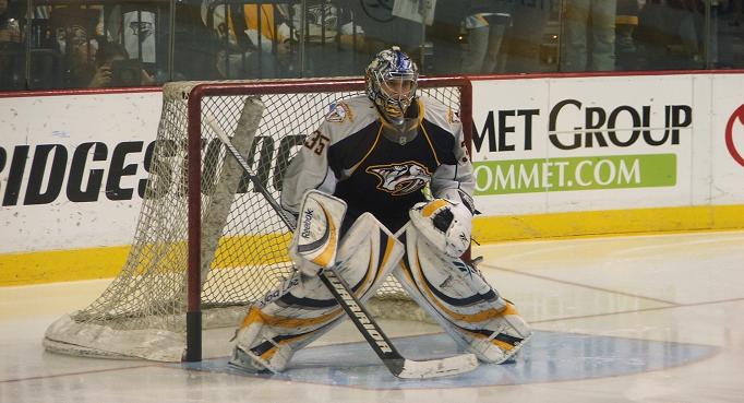 Pekka Rinne of the Nashville Predators was left off Finland's 2010 Olympic roster.